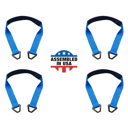 Tie 4 Safe 2 x 18 Axle Straps w/ Sleeve and D Rings, WLL- 3,333 lb, PK4 RT41A-18M18-BU-C-4